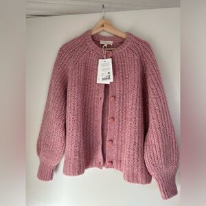 NWT Sezane Emile cardigan in mottled pink size L
